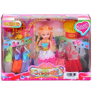 Grace divatbaba ruhákkal és kiegészítőkkel