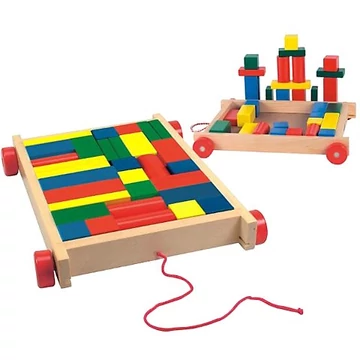 Woody fa kiskocsi építőkockákkal