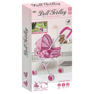 Játék fémvázas babakocsi dobozban