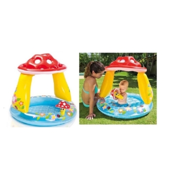 Felfújható aljú pancsizó medence napvédő tetővel + gomba játékkal