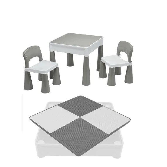 Multifunkciós mammutlábas gyermek asztal +2 szék lego/duplo alapos asztallappal